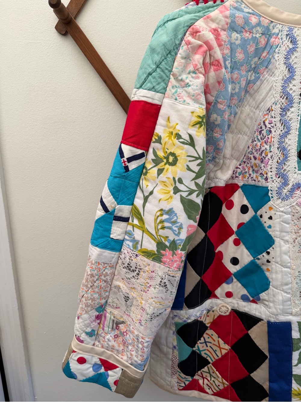 Vintage Handmade Quilt/Doily Jacket - Picture 9 of 15